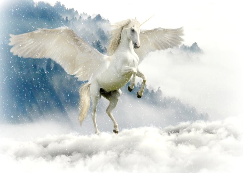 Unicorn in a fantasy garden